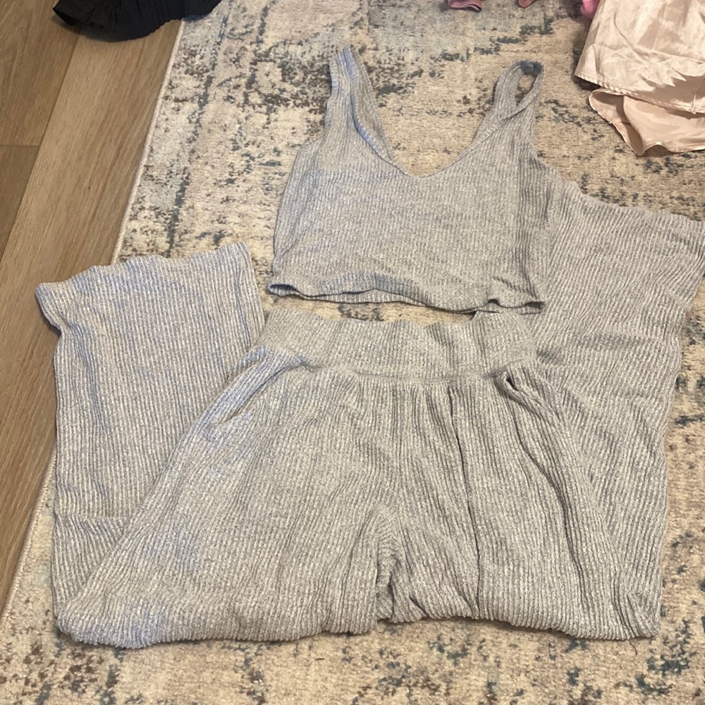 Grey wide leg Abercrombie pajama set